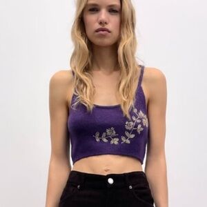 ZARA | Beaded Knit Crop Top | NWOT